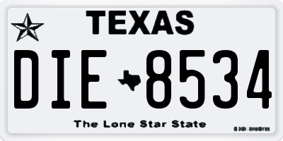 TX license plate DIE8534