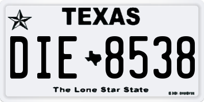 TX license plate DIE8538