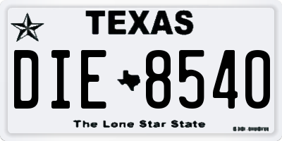 TX license plate DIE8540