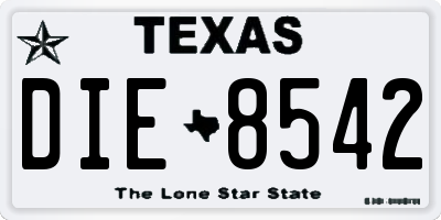 TX license plate DIE8542