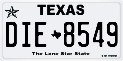 TX license plate DIE8549
