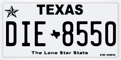 TX license plate DIE8550