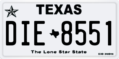 TX license plate DIE8551