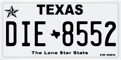 TX license plate DIE8552