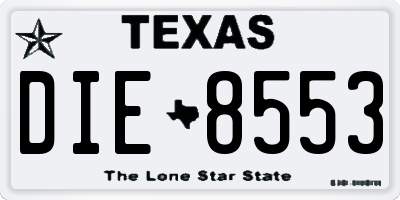 TX license plate DIE8553