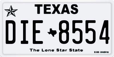 TX license plate DIE8554
