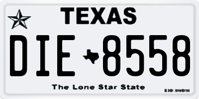 TX license plate DIE8558