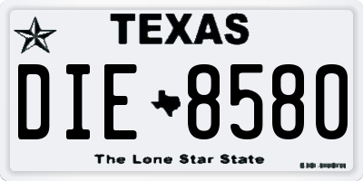 TX license plate DIE8580