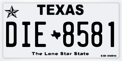 TX license plate DIE8581
