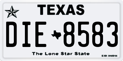 TX license plate DIE8583