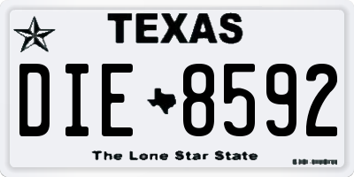 TX license plate DIE8592