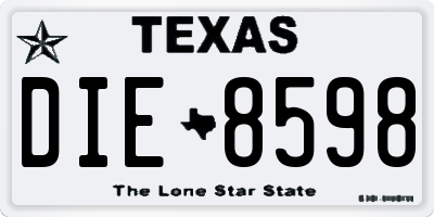 TX license plate DIE8598