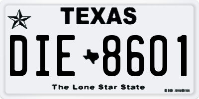 TX license plate DIE8601