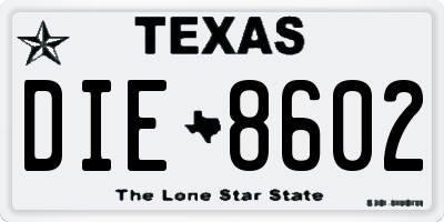 TX license plate DIE8602