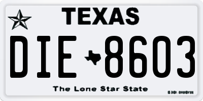 TX license plate DIE8603