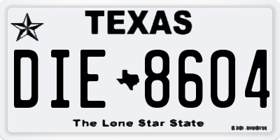 TX license plate DIE8604