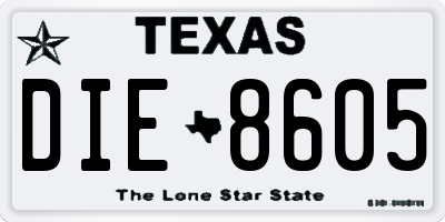 TX license plate DIE8605