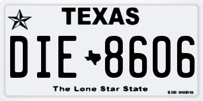 TX license plate DIE8606