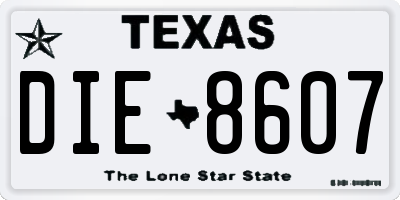TX license plate DIE8607