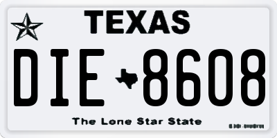TX license plate DIE8608