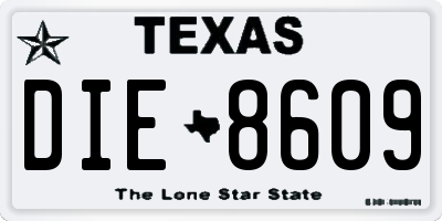 TX license plate DIE8609