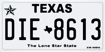TX license plate DIE8613
