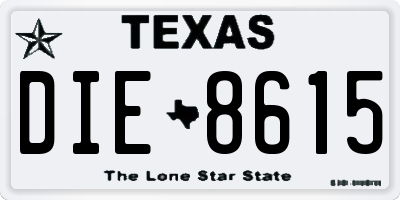 TX license plate DIE8615