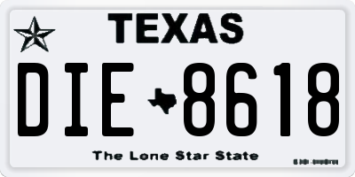 TX license plate DIE8618