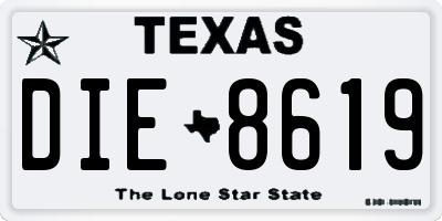 TX license plate DIE8619