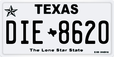 TX license plate DIE8620