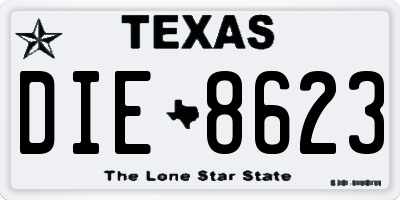 TX license plate DIE8623