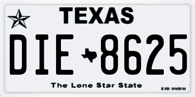 TX license plate DIE8625