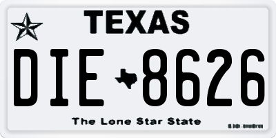 TX license plate DIE8626