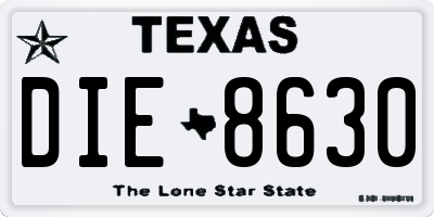 TX license plate DIE8630