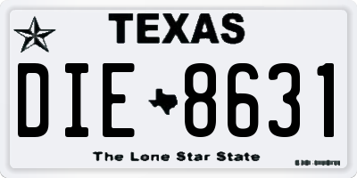 TX license plate DIE8631