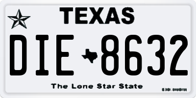 TX license plate DIE8632