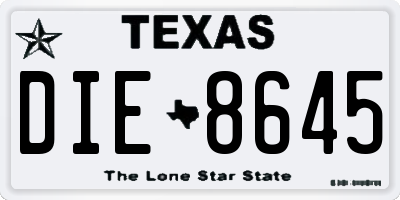 TX license plate DIE8645