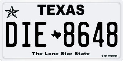 TX license plate DIE8648