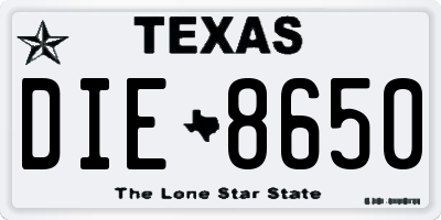 TX license plate DIE8650