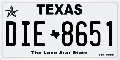 TX license plate DIE8651