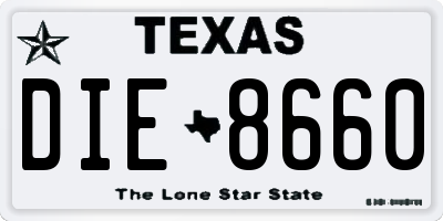 TX license plate DIE8660