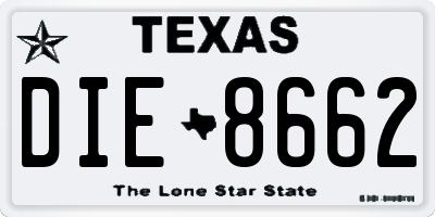 TX license plate DIE8662