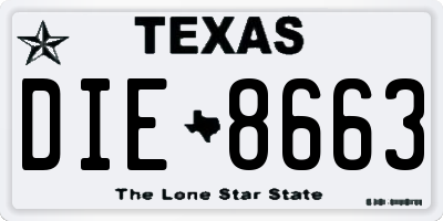 TX license plate DIE8663