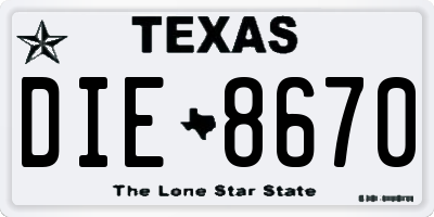 TX license plate DIE8670
