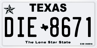 TX license plate DIE8671