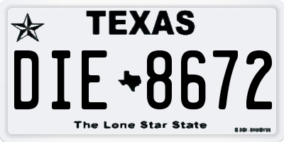 TX license plate DIE8672