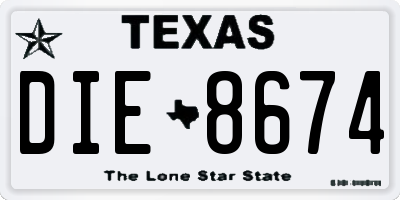 TX license plate DIE8674