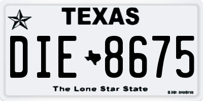 TX license plate DIE8675