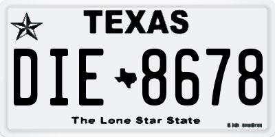 TX license plate DIE8678