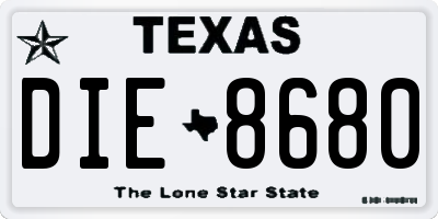 TX license plate DIE8680